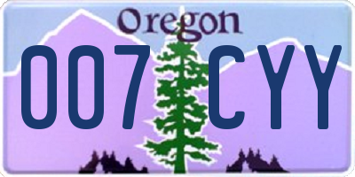 OR license plate 007CYY