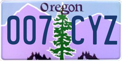 OR license plate 007CYZ