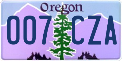 OR license plate 007CZA