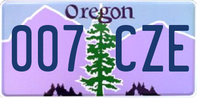 OR license plate 007CZE