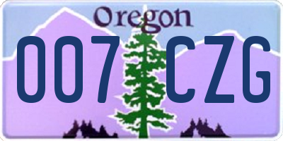 OR license plate 007CZG