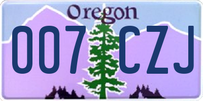 OR license plate 007CZJ