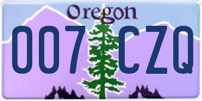 OR license plate 007CZQ