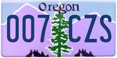 OR license plate 007CZS
