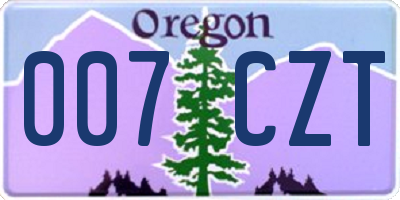 OR license plate 007CZT