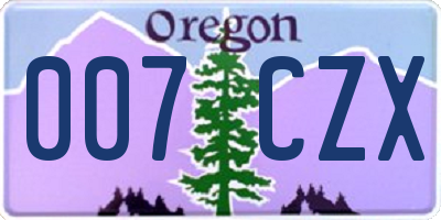 OR license plate 007CZX