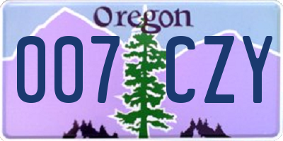 OR license plate 007CZY
