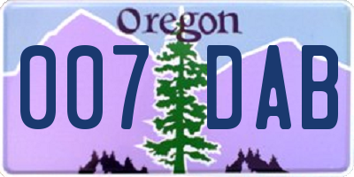 OR license plate 007DAB