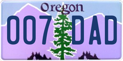 OR license plate 007DAD