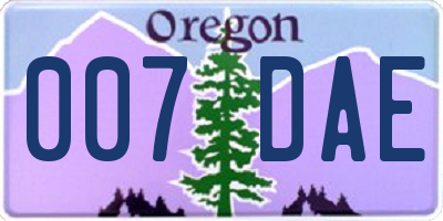 OR license plate 007DAE