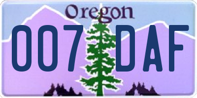 OR license plate 007DAF