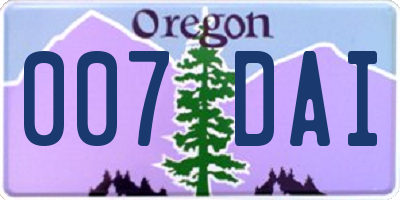 OR license plate 007DAI