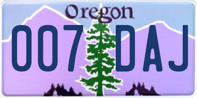 OR license plate 007DAJ