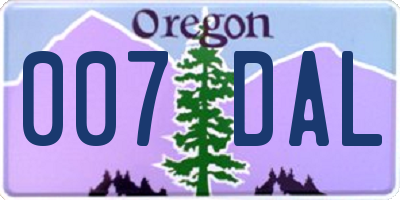 OR license plate 007DAL