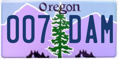 OR license plate 007DAM