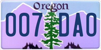 OR license plate 007DAO