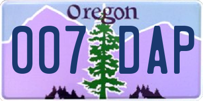 OR license plate 007DAP