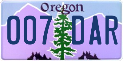 OR license plate 007DAR