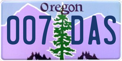 OR license plate 007DAS