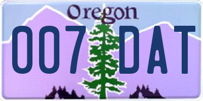 OR license plate 007DAT