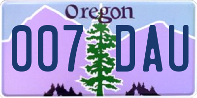 OR license plate 007DAU