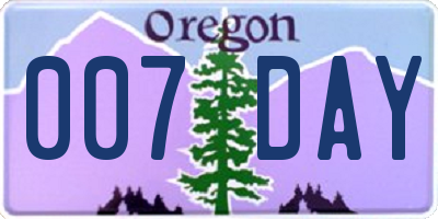 OR license plate 007DAY