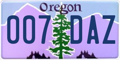 OR license plate 007DAZ