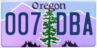 OR license plate 007DBA