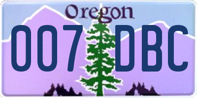 OR license plate 007DBC