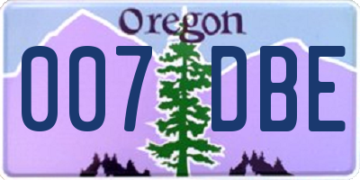 OR license plate 007DBE
