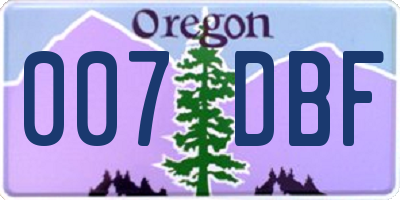 OR license plate 007DBF