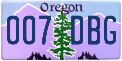 OR license plate 007DBG