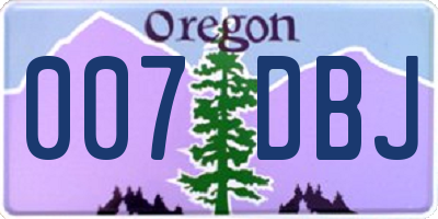 OR license plate 007DBJ
