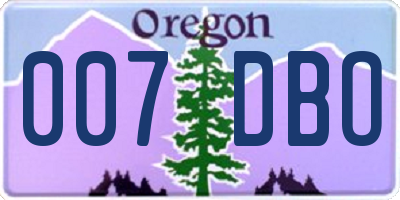 OR license plate 007DBO