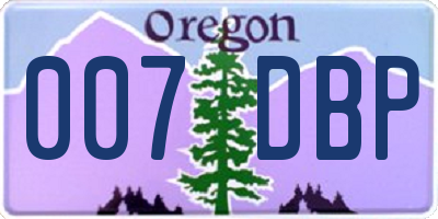 OR license plate 007DBP