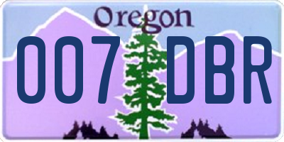 OR license plate 007DBR
