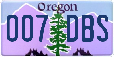 OR license plate 007DBS