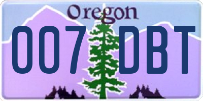 OR license plate 007DBT