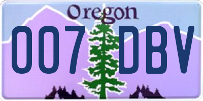 OR license plate 007DBV