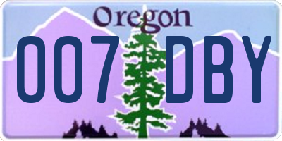 OR license plate 007DBY