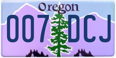 OR license plate 007DCJ