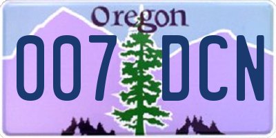 OR license plate 007DCN