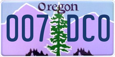 OR license plate 007DCO