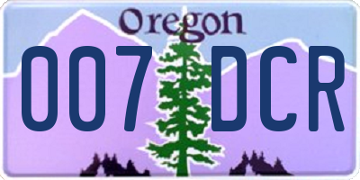OR license plate 007DCR