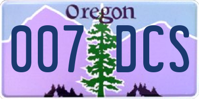 OR license plate 007DCS