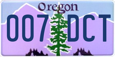 OR license plate 007DCT