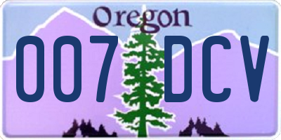 OR license plate 007DCV