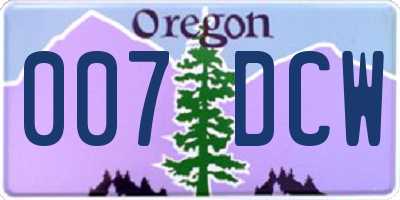 OR license plate 007DCW