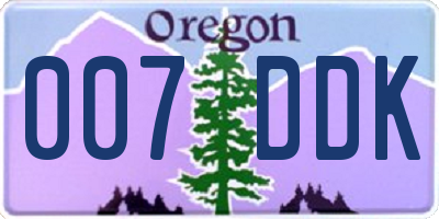 OR license plate 007DDK