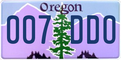 OR license plate 007DDO